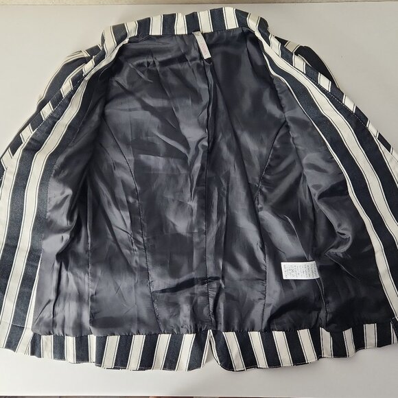 A'GACI black and white vertical striped blazer jacket size S Beetlejuice-style - Picture 3 of 10